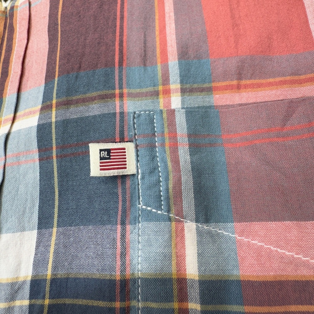 Vintage Polo Jeans Company Shirt Mens XL Red Plaid Short Sleeve Button Down 90s - Picture 5 of 9